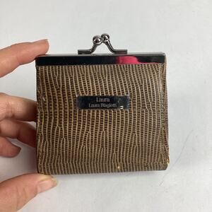 Laura Biagiotti Coin Purse Wallet Genuine Leather Reptile Pattern Italy